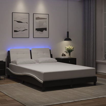Rám Postele S Led Bez Matrace Zadar Černý A Bílý 140X190 Cm