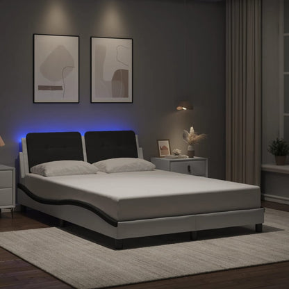 Rám Postele S Led Bez Matrace Zadar Bílý A Černý 140X190 Cm