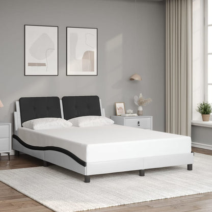 Rám Postele S Led Bez Matrace Zadar Bílý A Černý 140X190 Cm