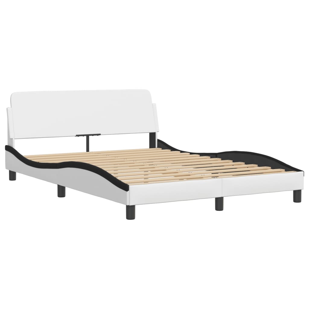 Rám Postele S Led Bez Matrace Zadar Bílý A Černý 140X190 Cm