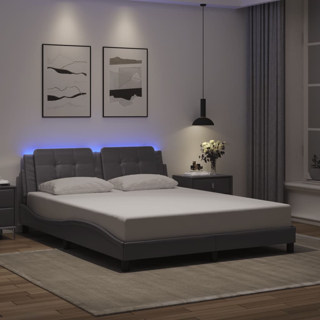 Rám Postele S Led Bez Matrace Zadar Šedý 160 X 200 Cm