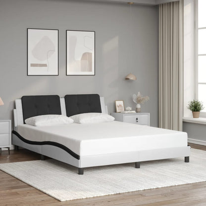 Rám Postele S Led Osvětlením Bílý A Černý 160X200 Cm Umělá Kůže Písková