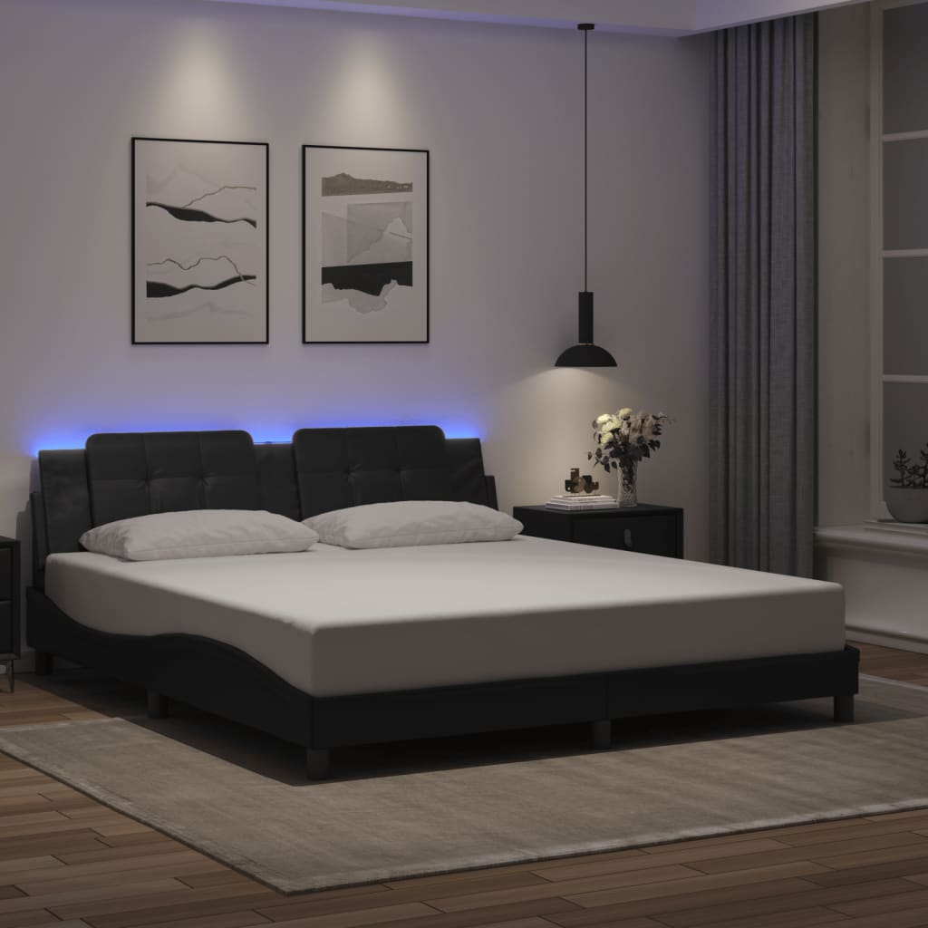 Rám Postele S Led Bez Matrace Zadar Černý 180 X 200 Cm