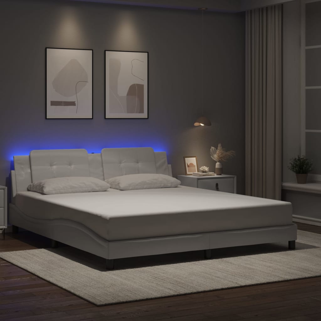 Rám Postele S Led Bez Matrace Zadar Bílý 180 X 200 Cm