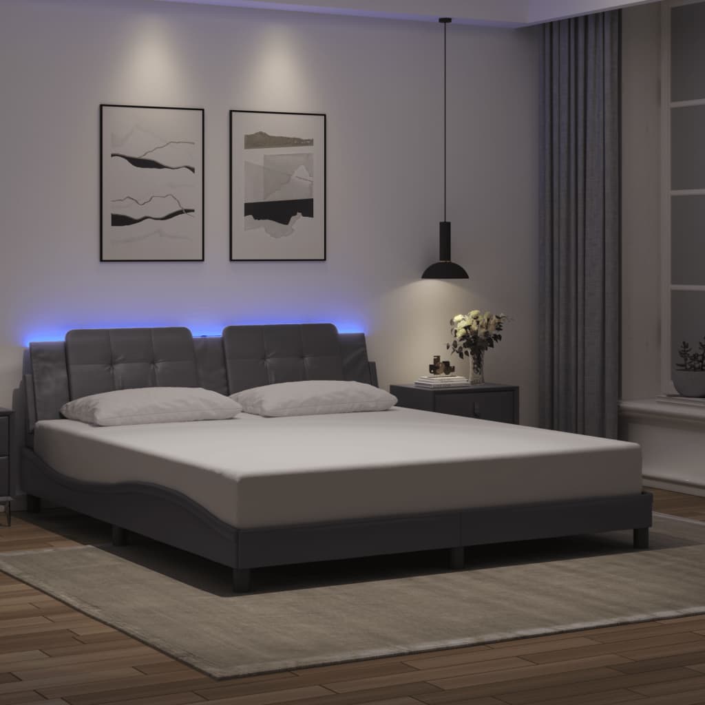 Rám Postele S Led Bez Matrace Zadar Šedý 180 X 200 Cm