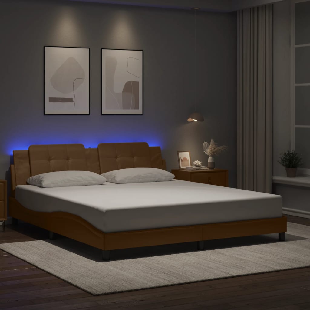 Rám Postele S Led Bez Matrace Zadar Cappuccino 180X200 Cm