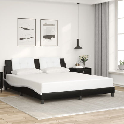 Rám Postele S Led Bez Matrace Zadar Černý A Bílý 180X200 Cm