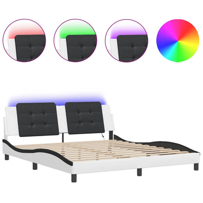 Rám Postele S Led Bez Matrace Zadar Bílý A Černý 180X200 Cm