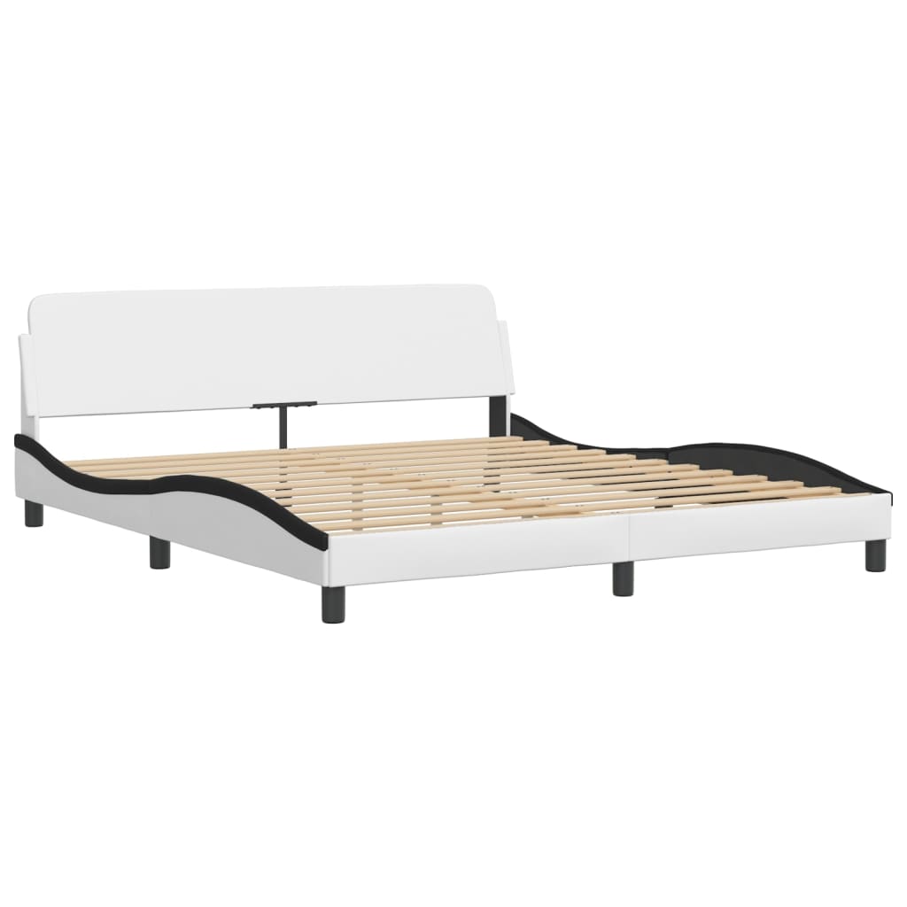Rám Postele S Led Bez Matrace Zadar Bílý A Černý 180X200 Cm