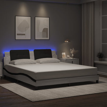 Rám Postele S Led Bez Matrace Zadar Bílý A Černý 180X200 Cm
