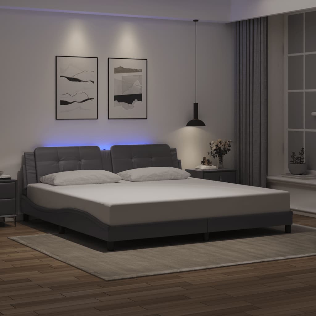 Rám Postele S Led Bez Matrace Zadar Šedý 200 X 200 Cm