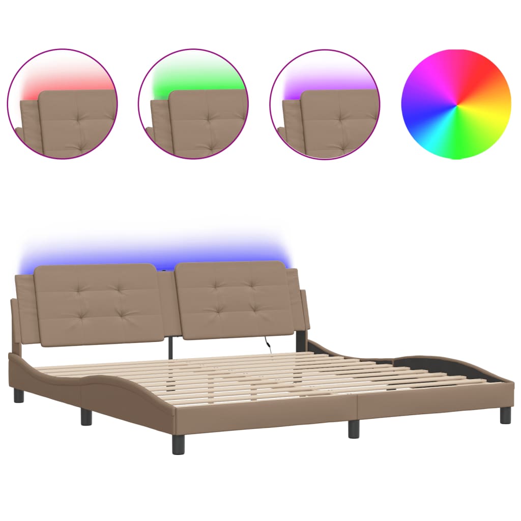 Rám Postele S Led Bez Matrace Zadar Cappuccino 200 X 200 Cm