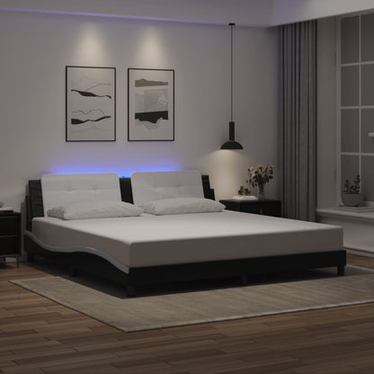 Rám Postele S Led Bez Matrace Zadar Černý A Bílý 200X200 Cm
