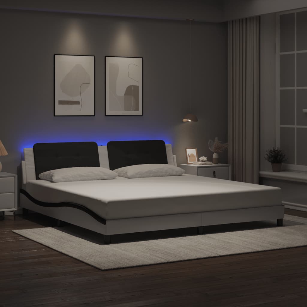 Rám Postele S Led Bez Matrace Zadar Bílý A Černý 200X200 Cm