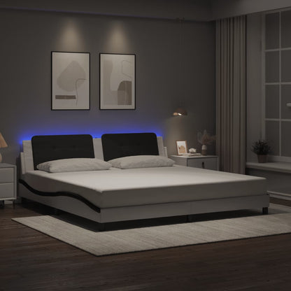 Rám Postele S Led Bez Matrace Zadar Bílý A Černý 200X200 Cm