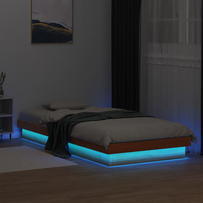 Rám Postele S Led Bílý Small Single Masivní Dřevo