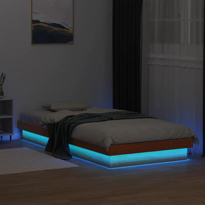 Rám Postele S Led Bílý Small Single Masivní Dřevo