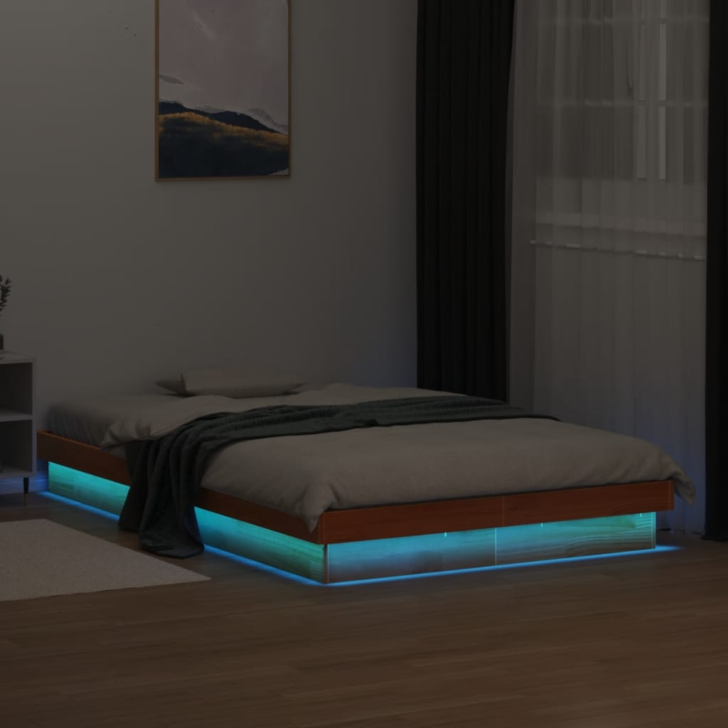 Rám Postele S Led Bílý Small Single Masivní Dřevo