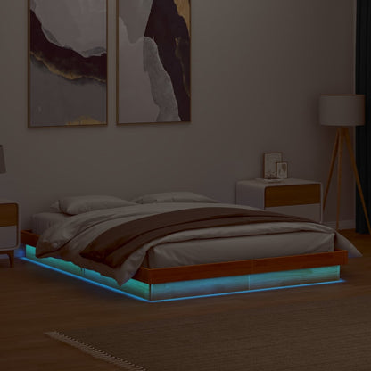Rám Postele S Led Bílý Small Single Masivní Dřevo