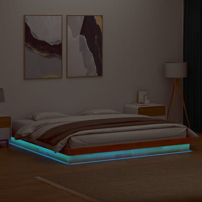 Rám Postele S Led Bílý Small Single Masivní Dřevo