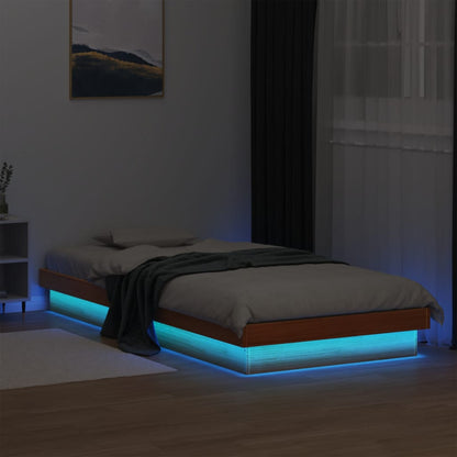 Rám Postele S Led Bílý Small Single Masivní Dřevo