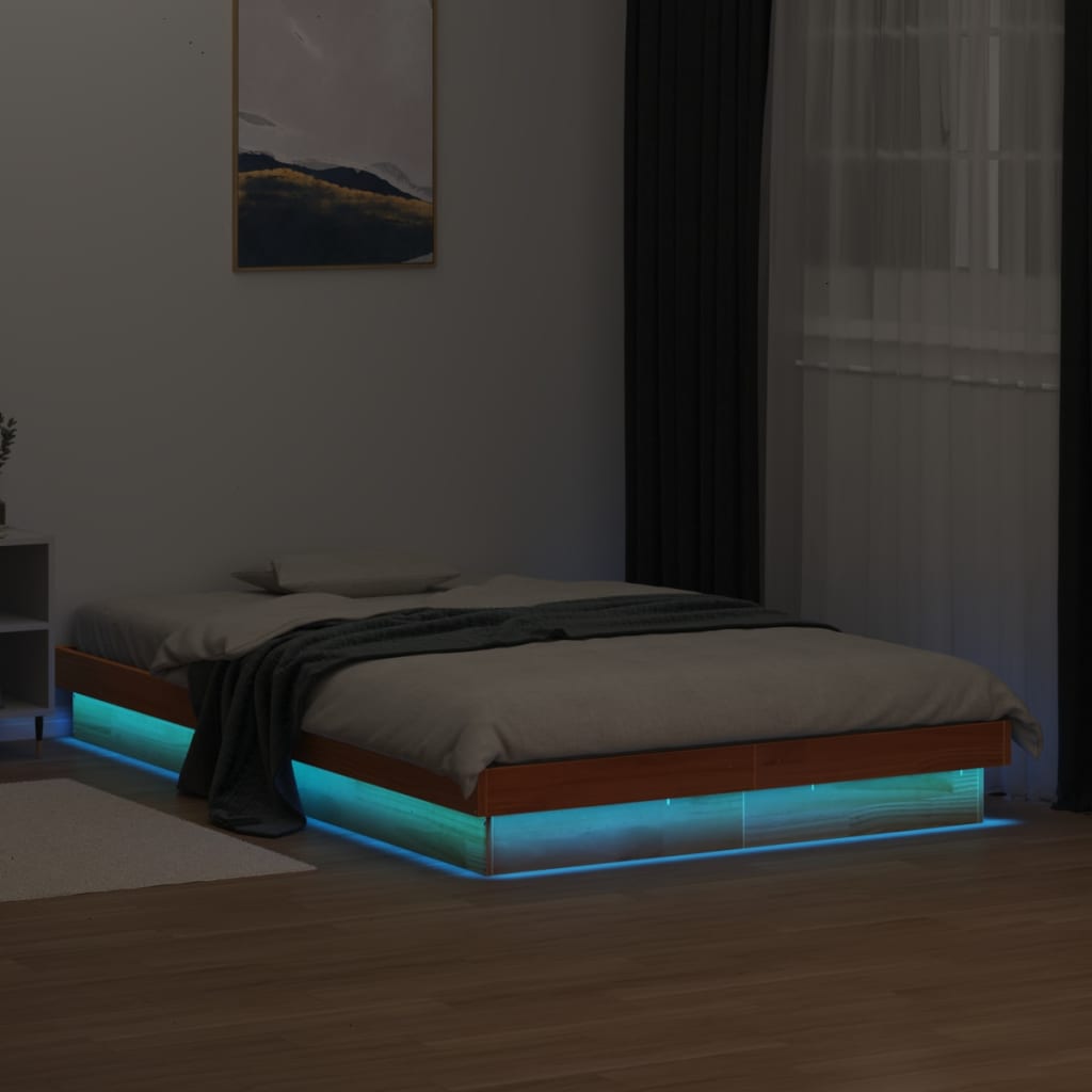 Rám Postele S Led Bílý Small Single Masivní Dřevo