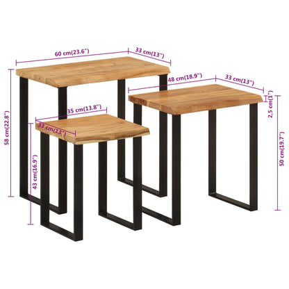 Hnízdové Stolky 3 Ks S Živou Hranou