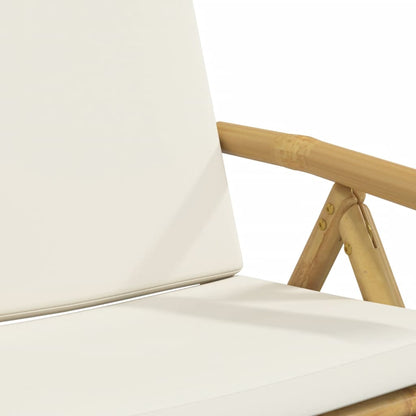 3Dílný Skládací Bistro Set S Krémově Bílými Poduškami Bambus