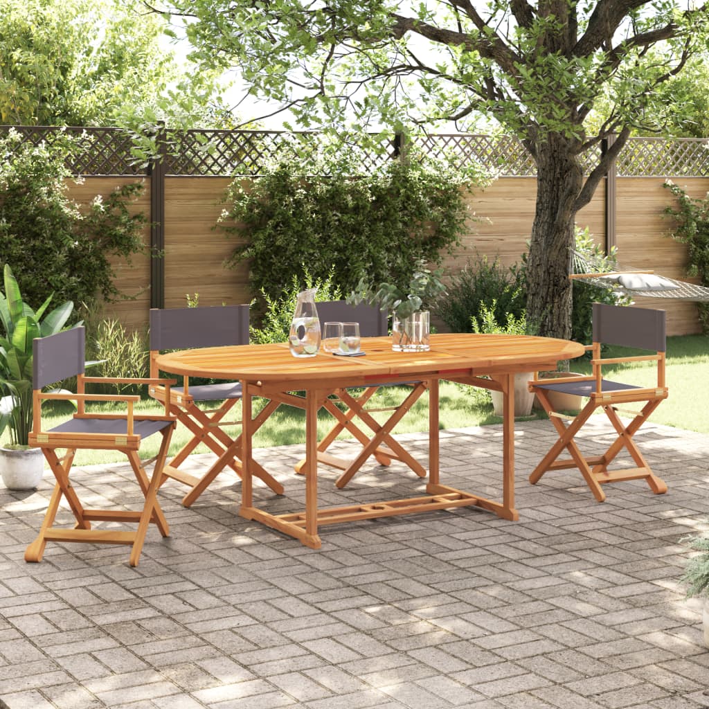4 Kusy Skládacích Zahradních Židlí Tmavě Šedé Textil
