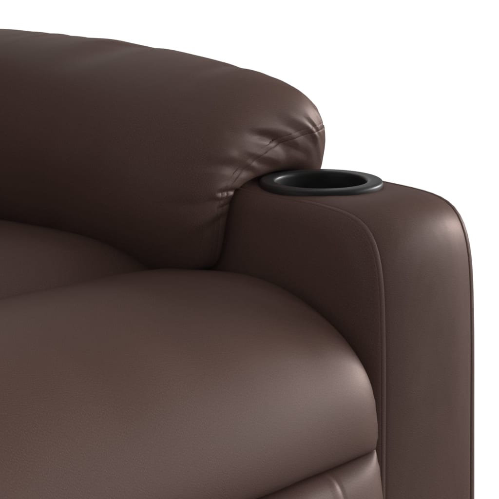 Polohovací Křeslo Hnědé Umělá Kůže Hnědá