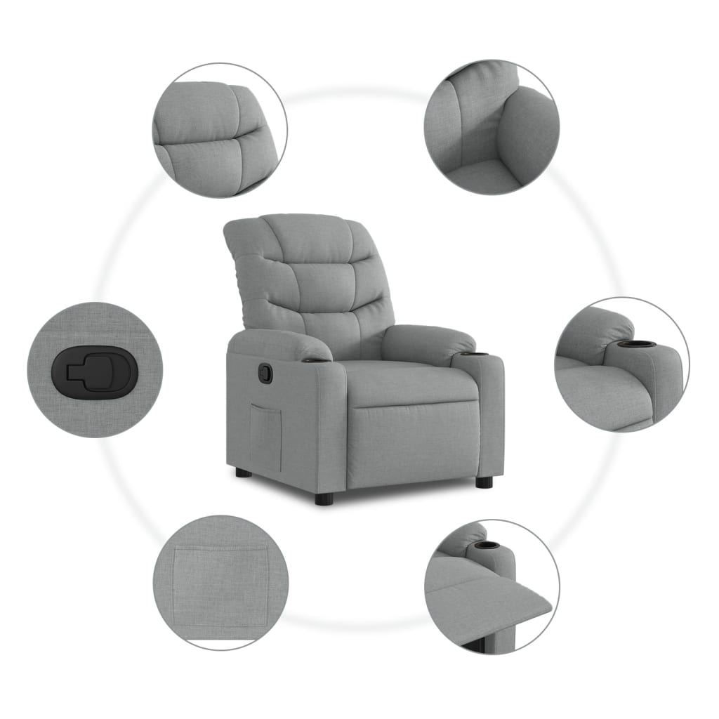Polohovací Křeslo Světle Šedé Textil Světle Šedá