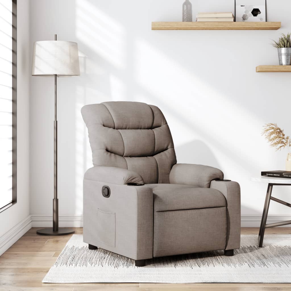 Elektrické Masážní Polohovací Křeslo Textil Taupe