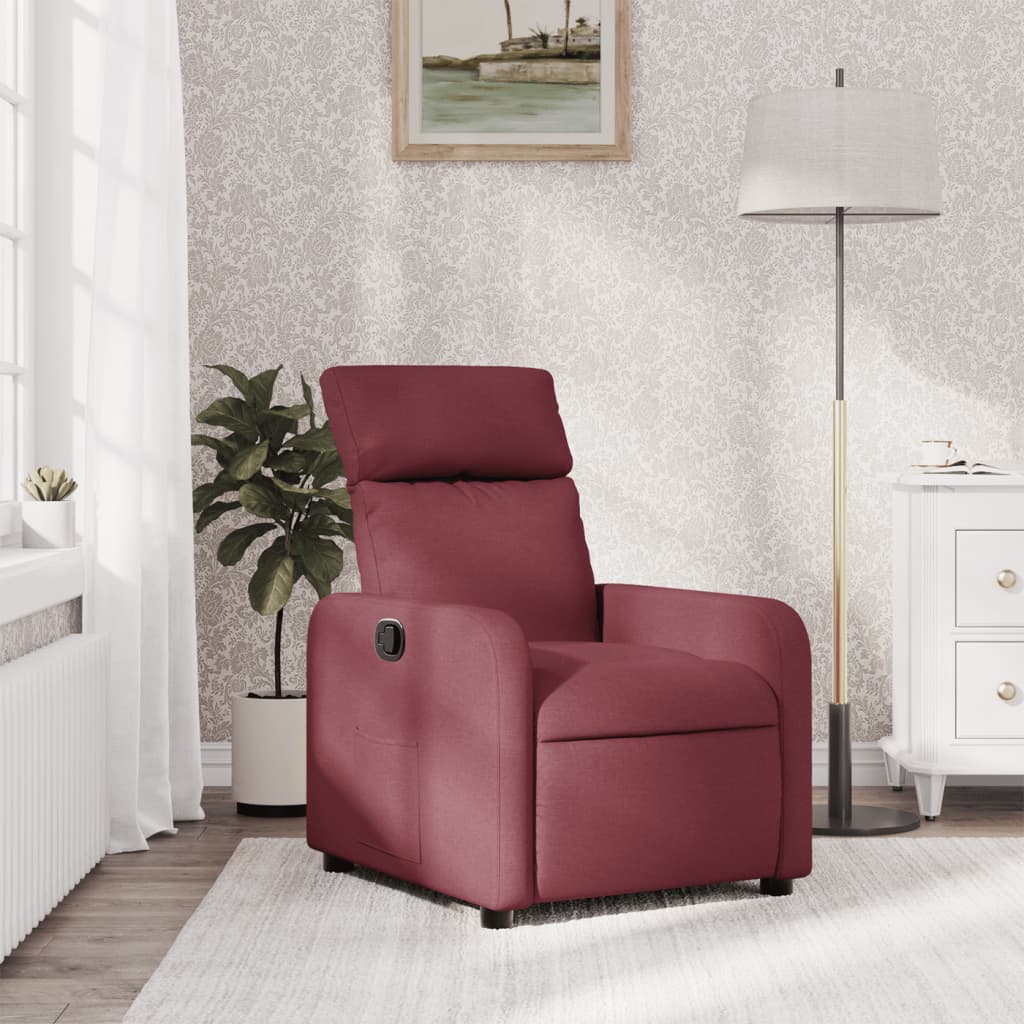 Polohovací Křeslo Vínové Textil Vínová Červená