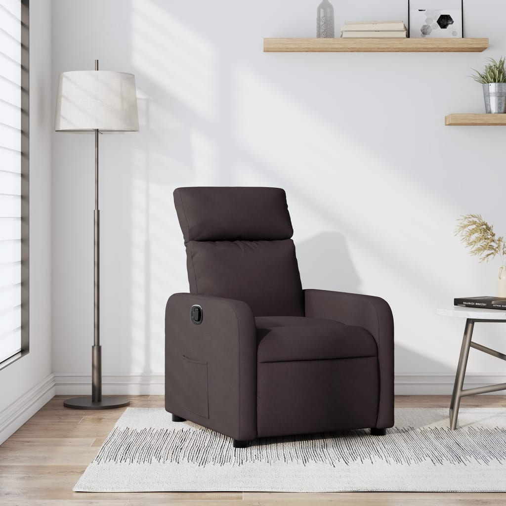 Elektrické Polohovací Křeslo Tmavě Hnědé Textil Tmavě Hnědá