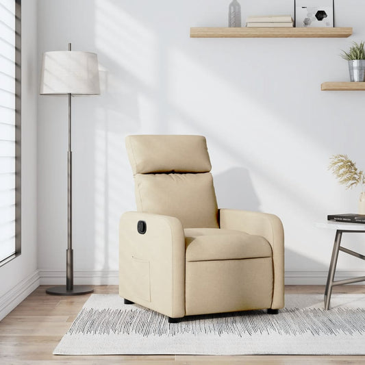 Polohovací Křeslo Krémové Textil Krémová