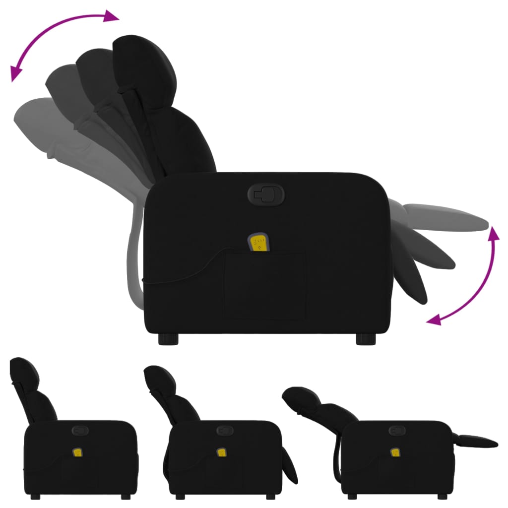 Masážní Polohovací Křeslo Černé Textil Černá
