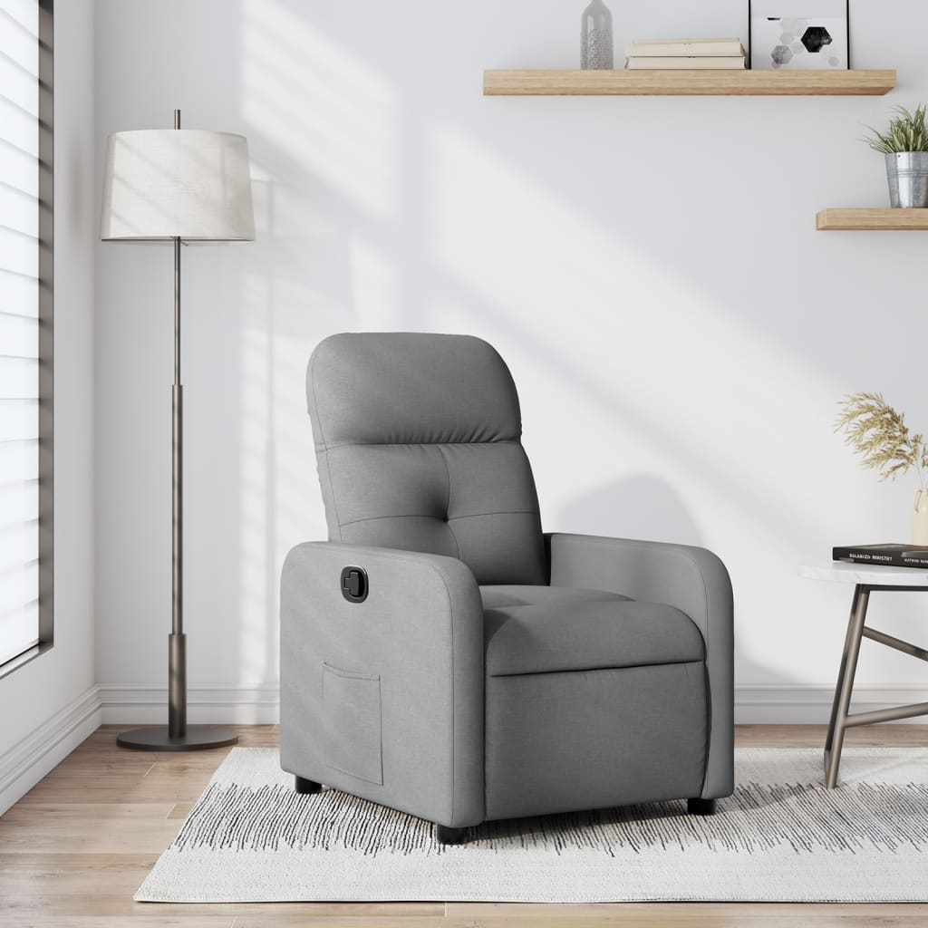 Polohovací Křeslo Světle Šedé Textil Světle Šedá