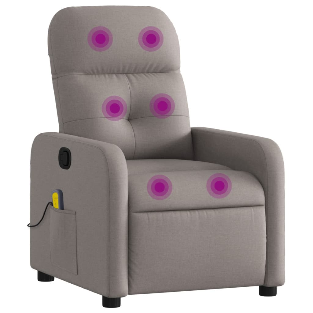 Masážní Polohovací Křeslo Textil Taupe