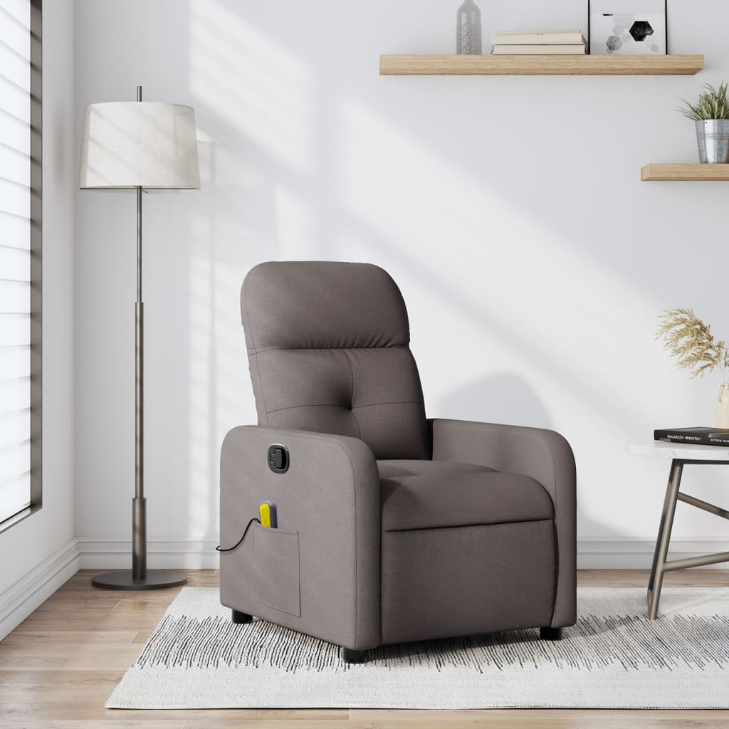 Masážní Polohovací Křeslo Textil Taupe