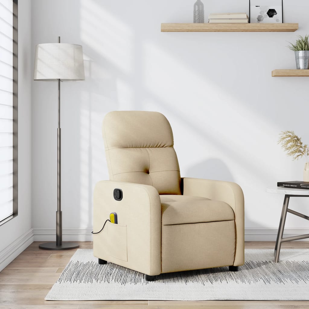 Polohovací Křeslo Krémové Textil Krémová