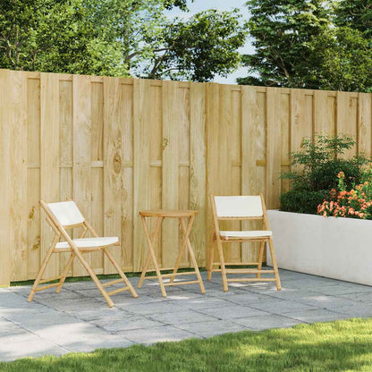 3Dílný Skládací Bistro Set S Krémově Bílými Poduškami Bambus