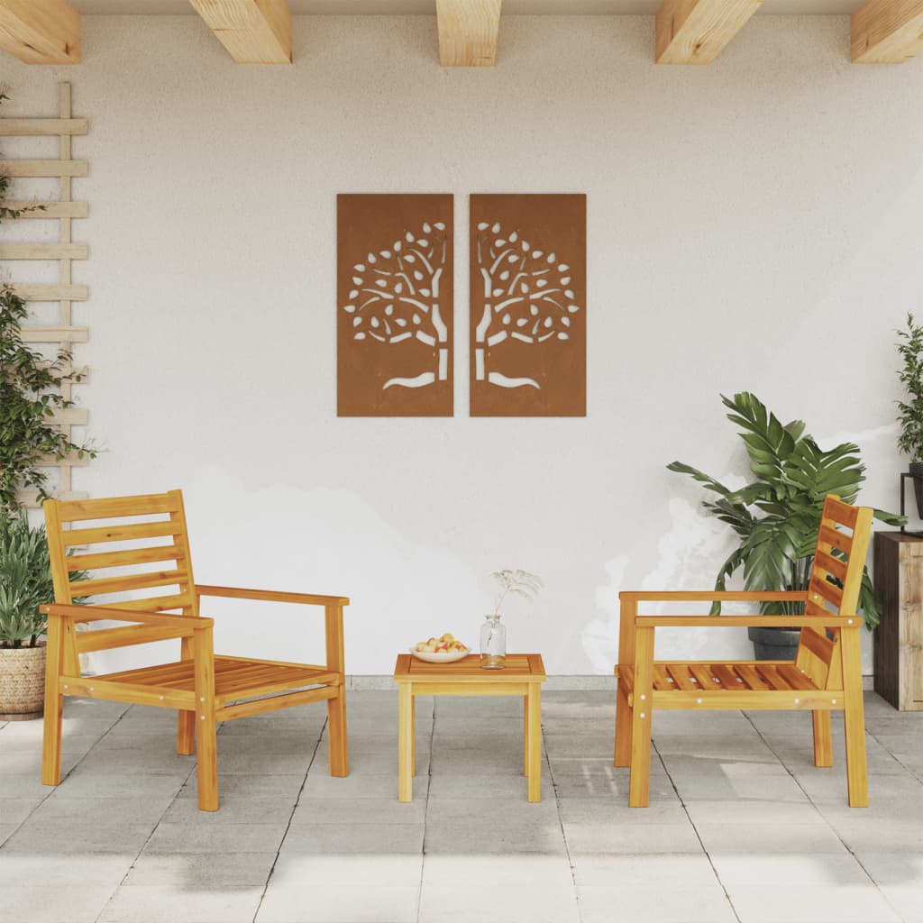 Zahradní Židle 2 Ks 66,5 X 65 X 81 Cm Masivní Akáciové Dřevo