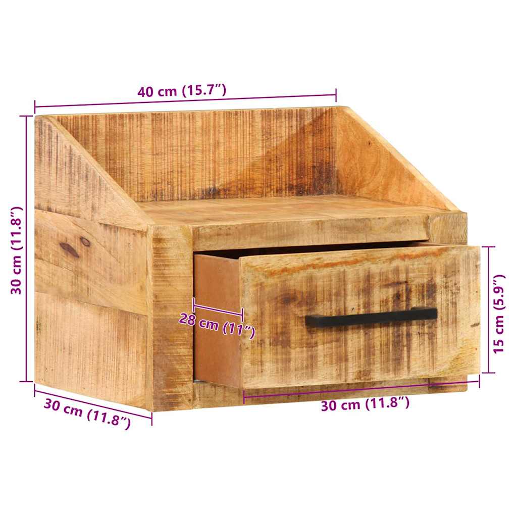 Noční Skříňka Hnědá 40 X 30 X 30 Cm Masivní Mangové Dřevo