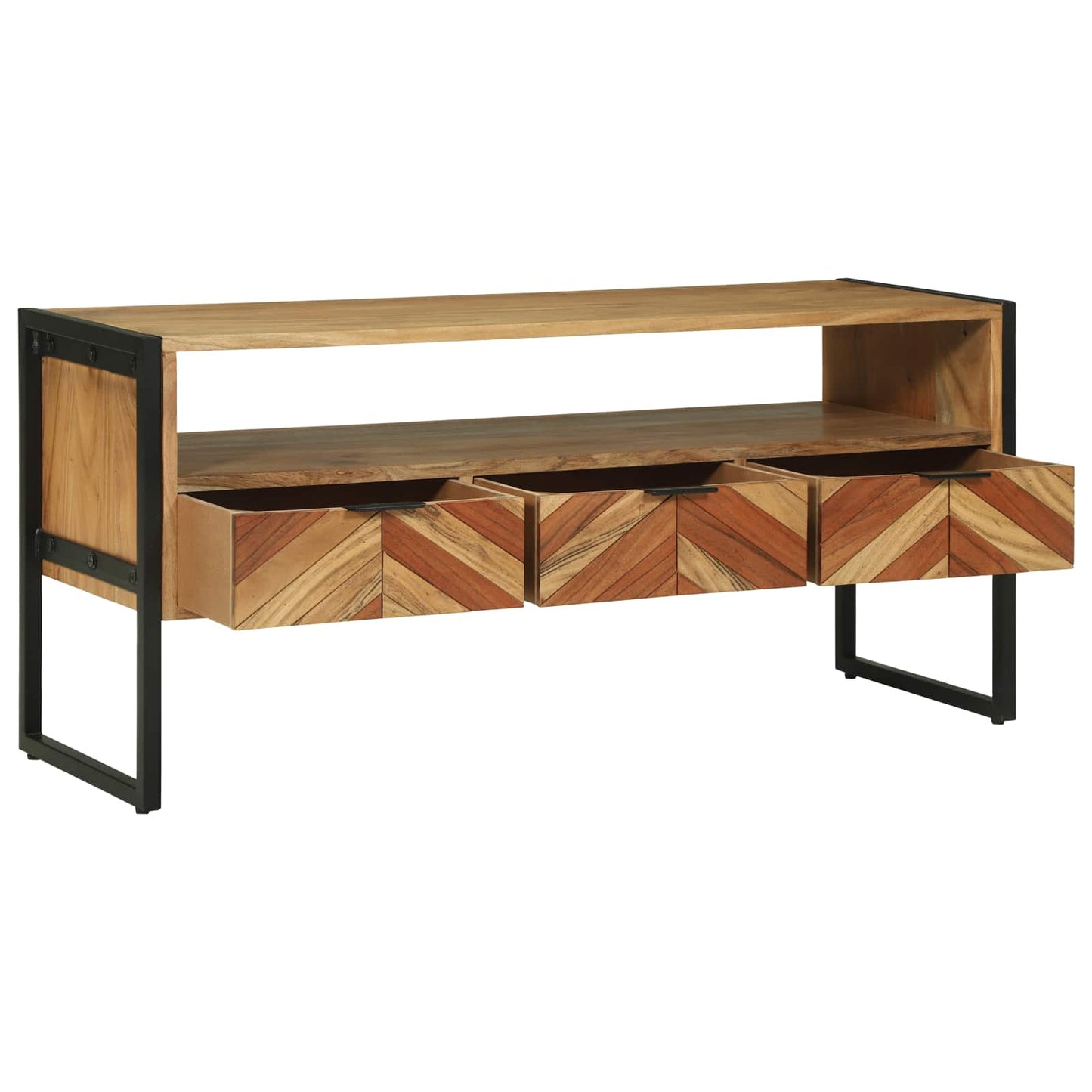 Televizní Skříň Hnědá 100 X 35 X 50 Cm Masivní Akátové Dřevo