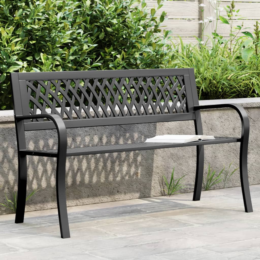 Zahradní Lavice Černá 120 Cm Ocel