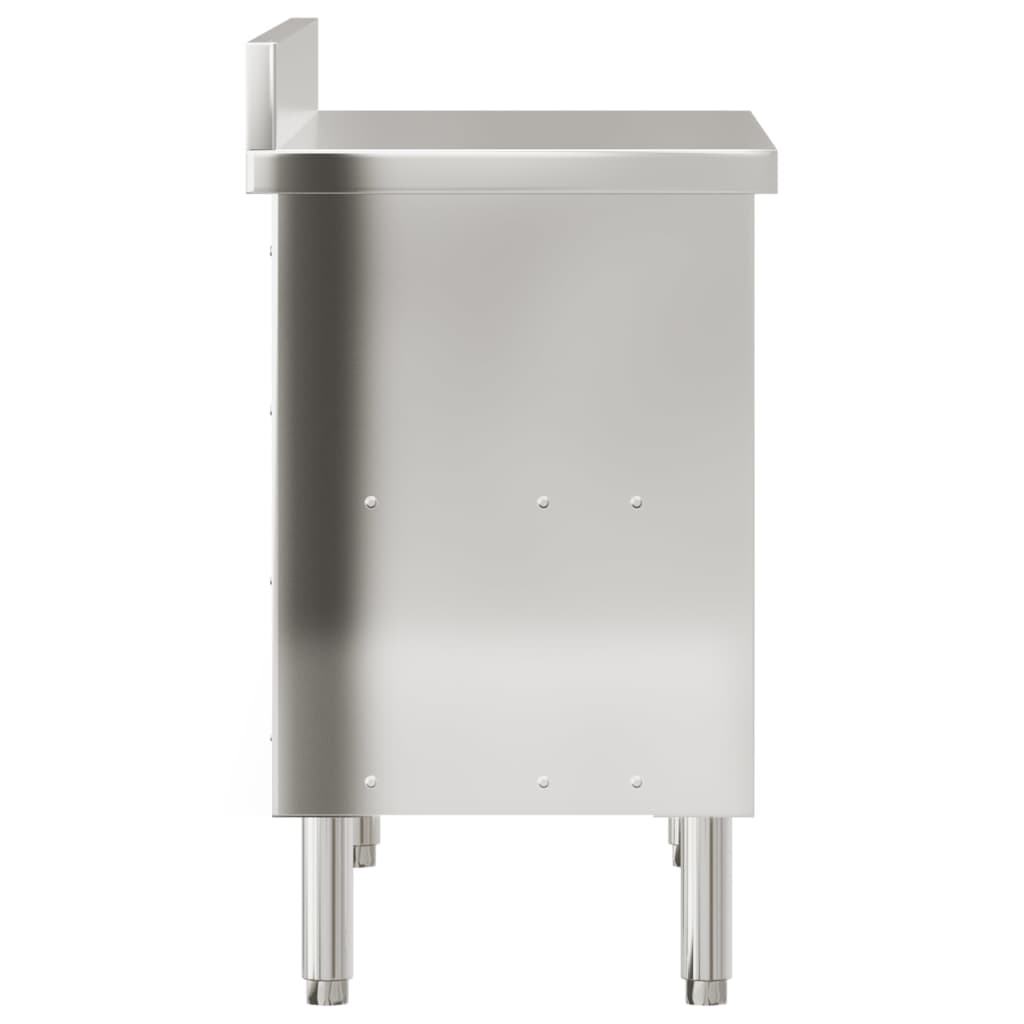 Kuchyňský Pracovní Stůl S Posuvnými Dvířky Nerezová Ocel