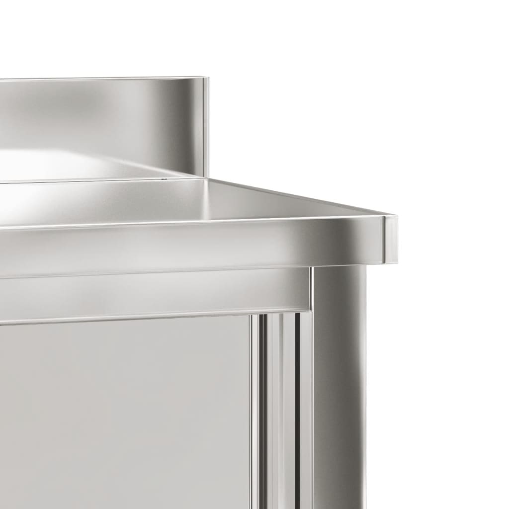 Kuchyňský Pracovní Stůl S Posuvnými Dvířky Nerezová Ocel