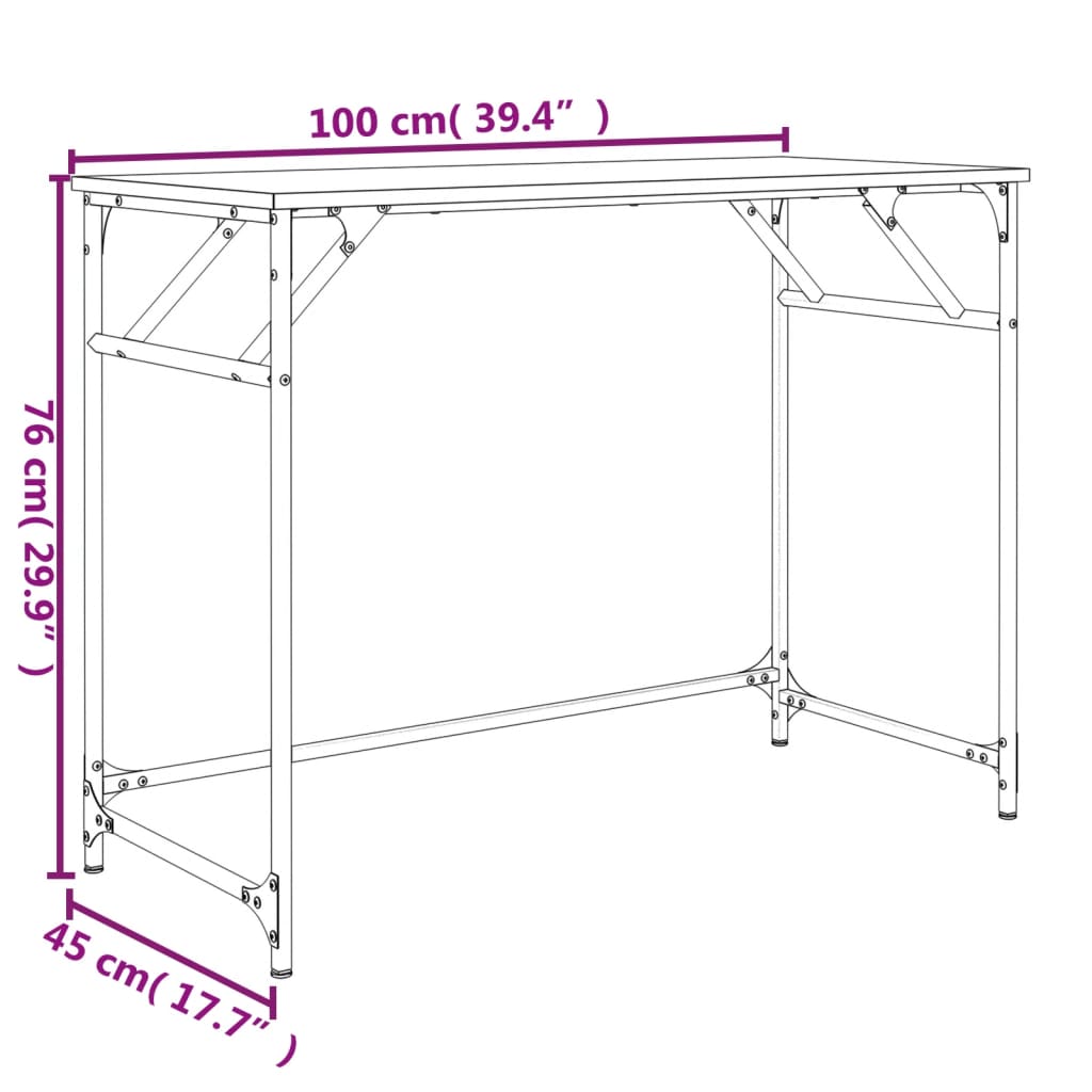 Psací Stůl 100 X 45 X 76 Cm Kompozitní Dřevo A Ocel
