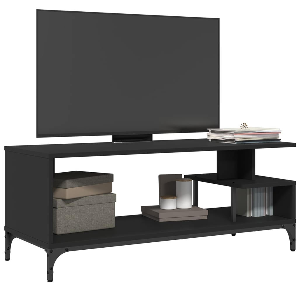 Tv Stolek Černý 102X40X41 Cm Kompozit A Práškově Lakovaná Ocel