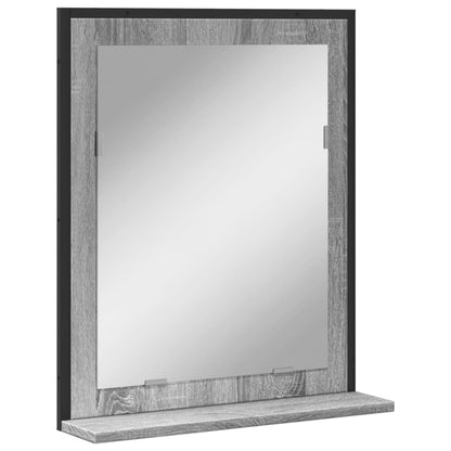 Koupelnové Zrcadlo S Poličkou Šedé Sonoma 50X12X60 Cm Kompozit